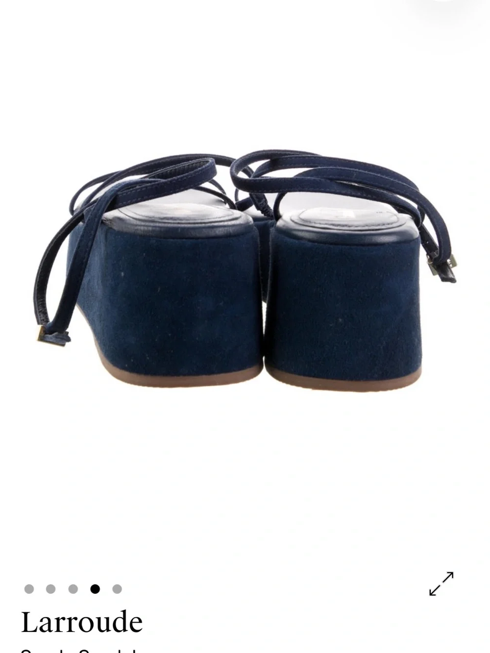 Larroude Navy Suede Strappy Platform Sandals